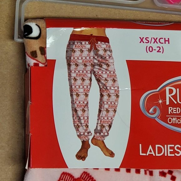 Rudolph Pajama Pants XS (0-2) Pink/Red - Picture 6 of 8